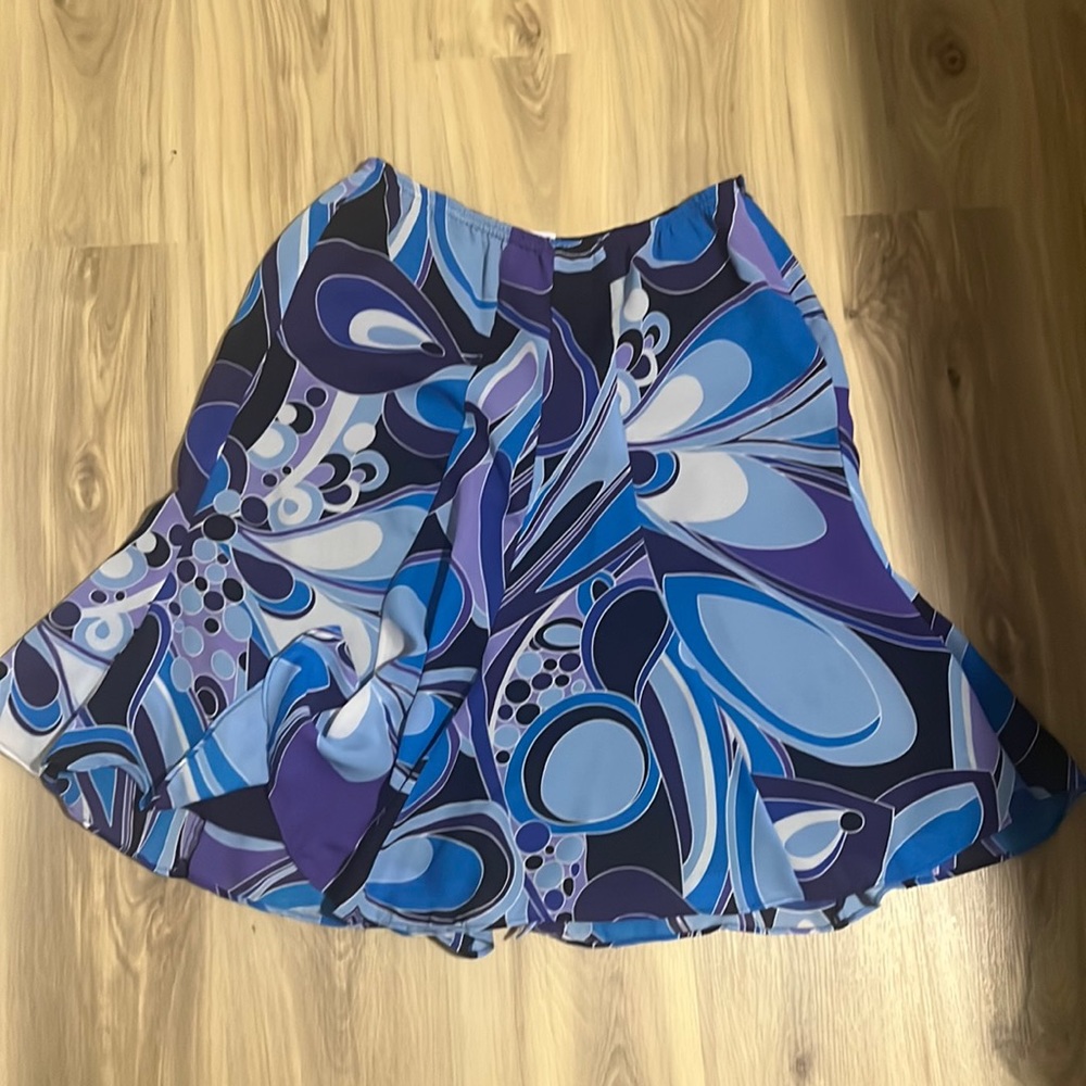 Purple and blue patterned skirt